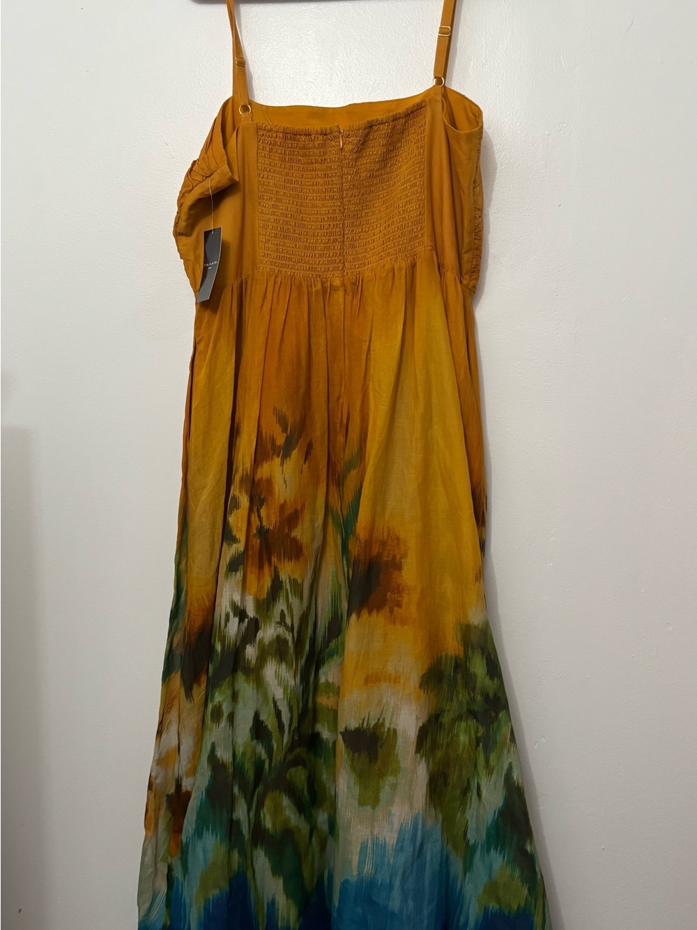 Tahari Mustard to Blue Floral Ombre Maxi Dress - Picture 2 of 3